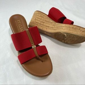Italian Shoemakers Red Wedge Sandals Sz 7